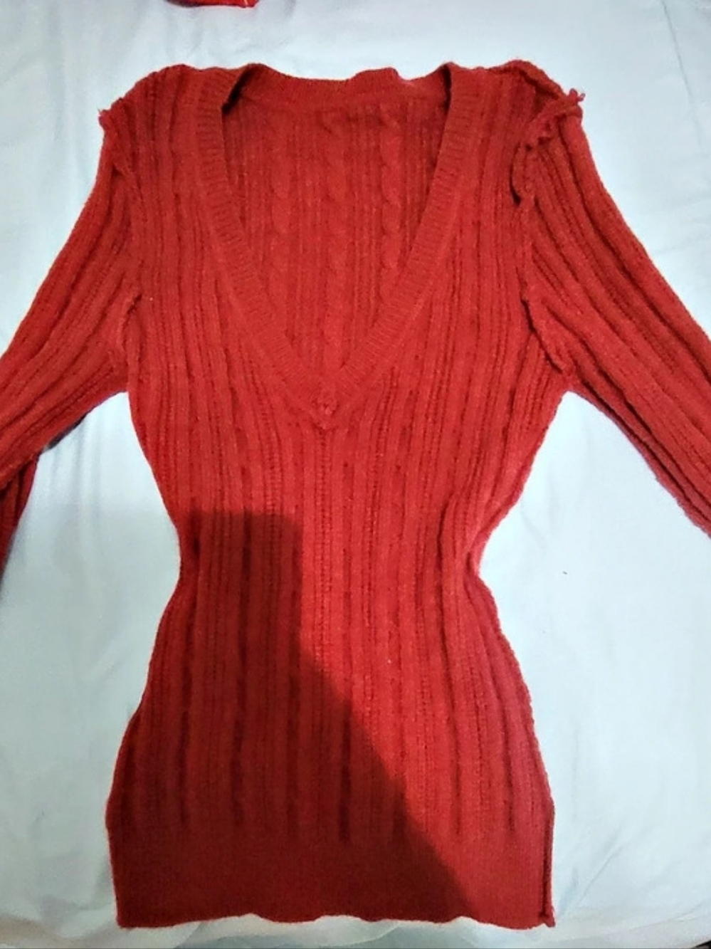 Red Ribbed Sweater
